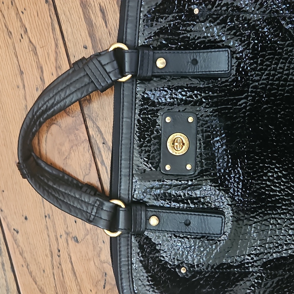 Marc Jacobs Black Patent Leather Computer Bag Messenter Bag - Picture 5 of 13